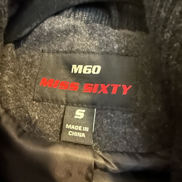 MISS SIXTY VINTAGE CHARCOAL WOOL BLEND COAT - Picture 5 of 6